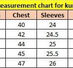 Kurta Size Chart